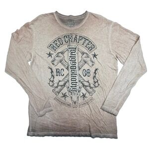 Red Chapter RC 08 Long Sleeve Graphic‎ T-Shirt Men's 2XL Red Skull USA